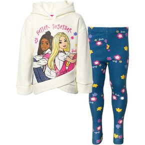 Barbie Girls Fleece Hoodie and Leggings Outfit Set Toddler to Big Kid Sizes (2T - 18-20)