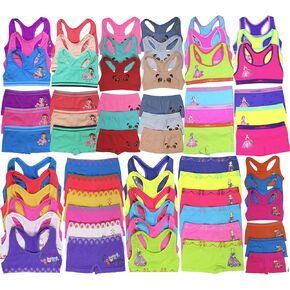 ToBeInStyle Girls' Pack of 6 Random Print Assortment Racerback or Cami Top and Bottom Sets
