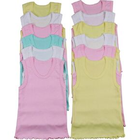 ToBeInStyle Girl's 4 Pack Ruffle Hem Cotton Tank Tops