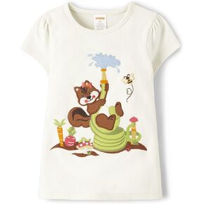 Gymboree Girls' and Toddler Spring and Summer Embroidered Graphic Short Sleeve T-Shirts