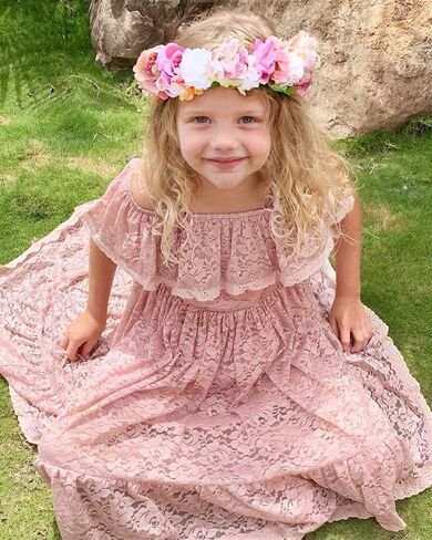 2Bunnies Girl Paisley Lace Back A-Line Straight Tutu Tulle Party Flower Girl Dress in Saudi Arabia