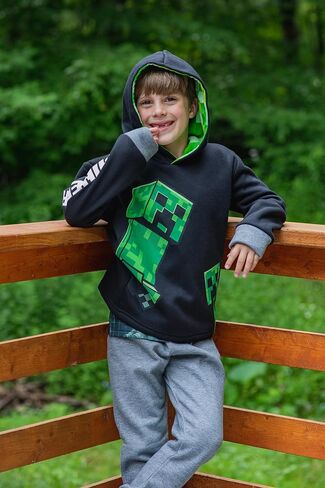 Minecraft Creeper Fleece Pullover Hoodie and Pants Outfit Set Little Kid to Big Kid in Kuwait