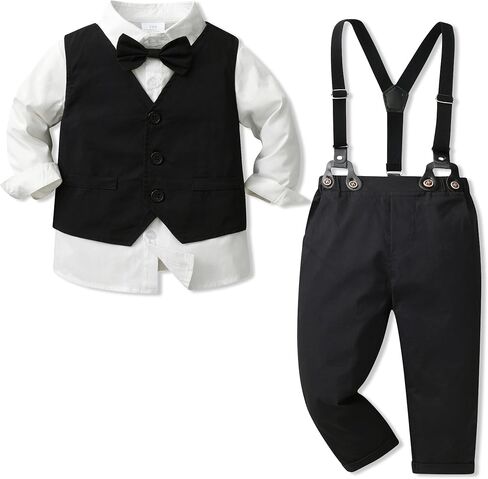 Toddler Boy Dress Clothes Outfit Button Down Shirt + Pants Set, 12 Months - 8 Years in Saudi Arabia