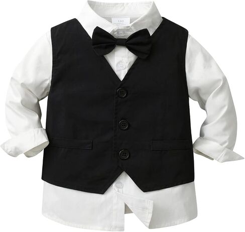 Toddler Boy Dress Clothes Outfit Button Down Shirt + Pants Set, 12 Months - 8 Years in Saudi Arabia