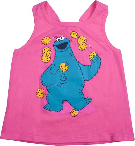تي شيرت للفتيات من Sesame Street Elmo أو Cookie Monster، قميص بدون أكمام ومجموعة قصيرة للرضع والأطفال الصغار in Kuwait