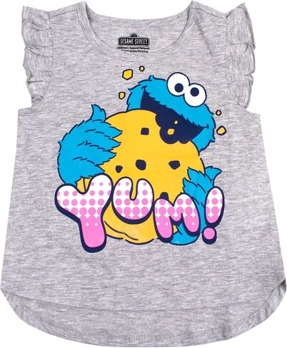 تي شيرت للفتيات من Sesame Street Elmo أو Cookie Monster، قميص بدون أكمام ومجموعة قصيرة للرضع والأطفال الصغار in Kuwait