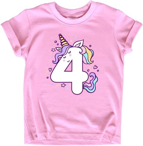 Unicorn 4th Birthday Shirts for Toddler Girls Outfit 4 Year Old Fourth Four Shirt in Saudi Arabia