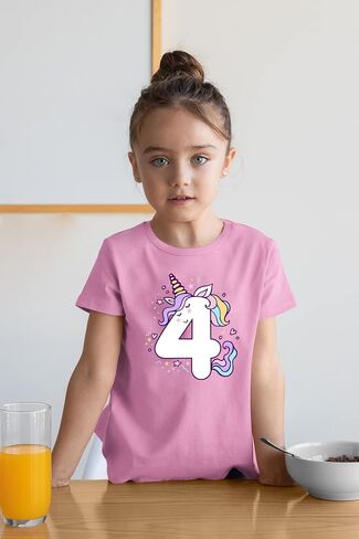 Unicorn 4th Birthday Shirts for Toddler Girls Outfit 4 Year Old Fourth Four Shirt in Saudi Arabia