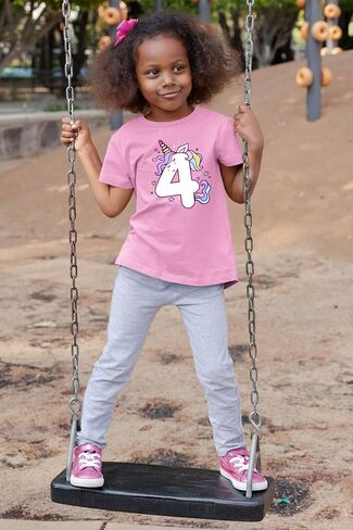 Unicorn 4th Birthday Shirts for Toddler Girls Outfit 4 Year Old Fourth Four Shirt in Saudi Arabia