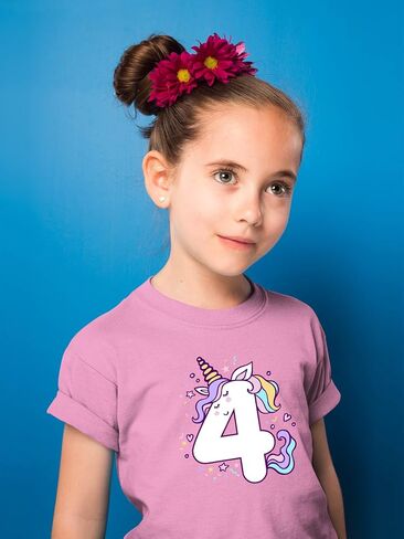 Unicorn 4th Birthday Shirts for Toddler Girls Outfit 4 Year Old Fourth Four Shirt in Saudi Arabia