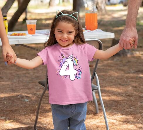 Unicorn 4th Birthday Shirts for Toddler Girls Outfit 4 Year Old Fourth Four Shirt in Saudi Arabia