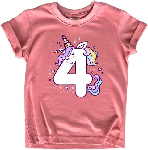 Unicorn 4th Birthday Shirts for Toddler Girls Outfit 4 Year Old Fourth Four Shirt in Saudi Arabia