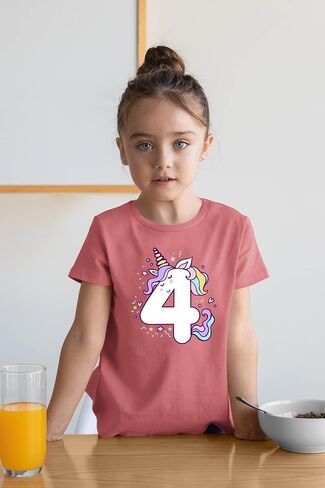Unicorn 4th Birthday Shirts for Toddler Girls Outfit 4 Year Old Fourth Four Shirt in Saudi Arabia