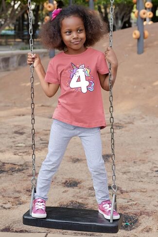 Unicorn 4th Birthday Shirts for Toddler Girls Outfit 4 Year Old Fourth Four Shirt in Saudi Arabia