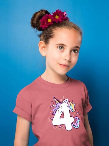 Unicorn 4th Birthday Shirts for Toddler Girls Outfit 4 Year Old Fourth Four Shirt in Saudi Arabia