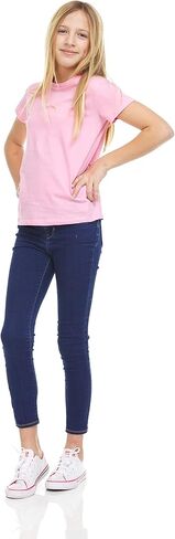 Pink Angel Kids Girls Cotton Crew Neck Shirt, Casual Solid Plain Short Sleeve Tees - 8 Pack, Assorted Colors in Kuwait