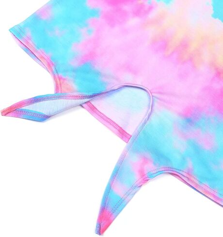 JESKIDS Girls Short Sleeve Shirts Ruffle Tie Front Unicorn/Tie Dye Print Summer Tee Tank Tops 3-11 Years in Kuwait