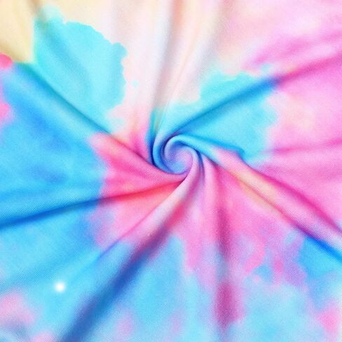 JESKIDS Girls Short Sleeve Shirts Ruffle Tie Front Unicorn/Tie Dye Print Summer Tee Tank Tops 3-11 Years in Kuwait