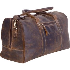 KomalC Leather Travel Duffel Bags for Men and Women Full Grain Leather Overnight Weekend Leather Bags Sports Gym Duffle