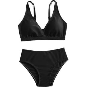 MIENOE Teen Girls' Swimsuits Two-Piece V-Neck Bikini Adjustable Shoulder Straps Swimsuit Kids Bikini with Chest Pad in Saudi Arabia