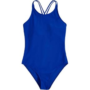 Milumia Girl's One Piece Swimsuit Cute Tie Dye Criss Cross Bathing Suit Swimwear