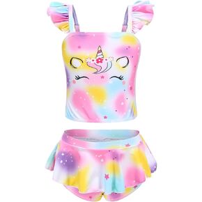 RuuYiicoco Little Girls Two Pieces Bikinis Unicorn Swimsuit Mermaid Tankini Bathing Suit in Saudi Arabia