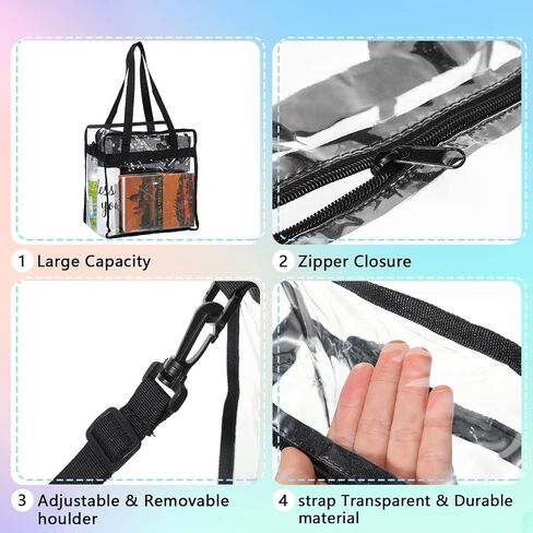 6 Pcs Clear Bag Stadium Approved Clear Tote Bag with Zipper Closure 12 x 12 x 6 Inch Clear Purse Clear Crossbody Bag with Adjustable Strap and Handles Clear Backpack Stadium Bags for Women Concerts in Saudi Arabia