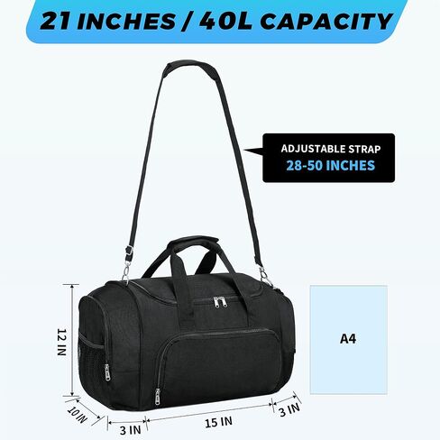 Vorspack Small Sports Duffle Bag - 40L/21 Inches Gym Bag for Women and Men Lightweight Duffel Bag with Water Bottle Pocket for Sports Gym Travel - Army Green in Saudi Arabia