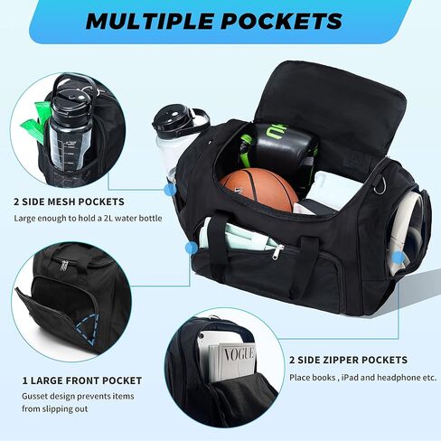 Vorspack Small Sports Duffle Bag - 40L/21 Inches Gym Bag for Women and Men Lightweight Duffel Bag with Water Bottle Pocket for Sports Gym Travel - Army Green in Saudi Arabia