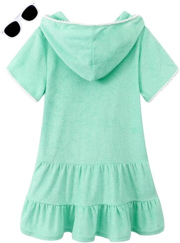 Hiiraggle Girls Swim Cover Up Terry Swimsuit Coverup Kids Zip-Up Beach Pool Bathing Suit Robe with Sunglasses in Kuwait