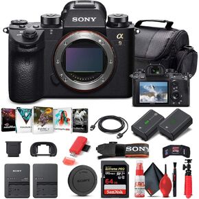 Sony Alpha a9 II Mirrorless Digital Camera (Body Only) (ILCE9M2/B) + 64GB Memory Card + NP-FZ-100 Battery + Corel Photo Software + Case + External Charger + Card Reader + HDMI Cable + More (Renewed) in Kuwait