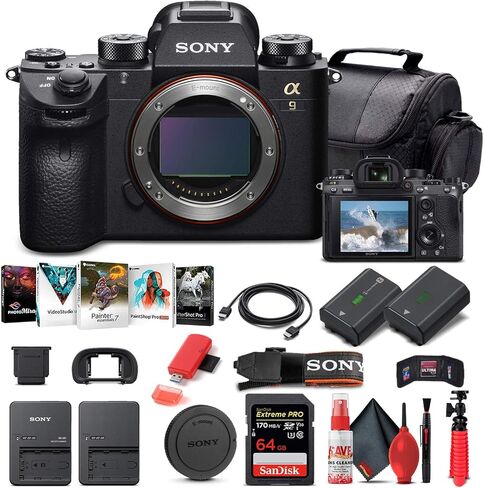 Sony Alpha a9 II Mirrorless Digital Camera (Body Only) (ILCE9M2/B) + 64GB Memory Card + NP-FZ-100 Battery + Corel Photo Software + Case + External Charger + Card Reader + HDMI Cable + More (Renewed) in Kuwait