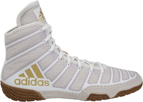 Adidas Men's Varner Wrestling Shoe, White/Matte Gold/Brown, 7.5 in Kuwait