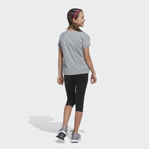 adidas Girls' Short Sleeve Dolman Waist Tee, Grey Heather with Multicolor, Large in Saudi Arabia