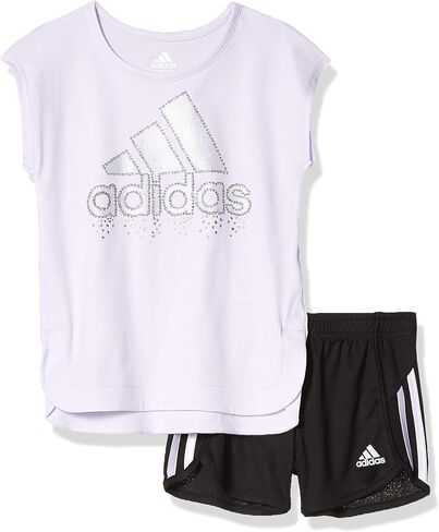 adidas girls Short Sleeve Tee & Sport Short Clothing Set in Saudi Arabia