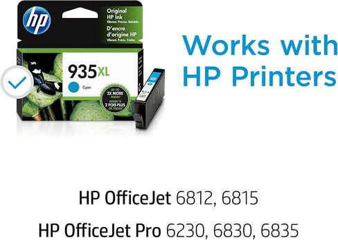 Original HP 935XL Cyan High-yield Ink Cartridge | Works with HP OfficeJet 6810; OfficeJet Pro 6230, 6830 Series | C2P24AN in Saudi Arabia
