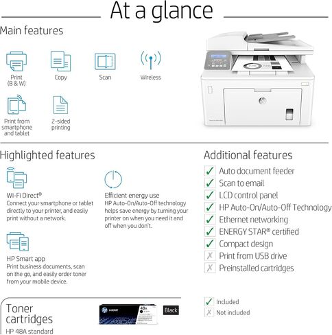 طابعة HP FebrPro MFP M148fdw، تصل إلى 1200x1200dpi، تصل إلى 30 جزء في الدقيقة، سرعة USB2.0، إيثرنت 10/100 in Kuwait