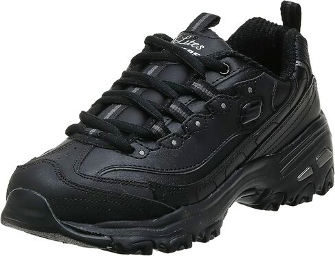 Skechers Sport Women's D'Lites Memory Foam Lace-up Sneaker,Black Silver,8.5 W US in Saudi Arabia