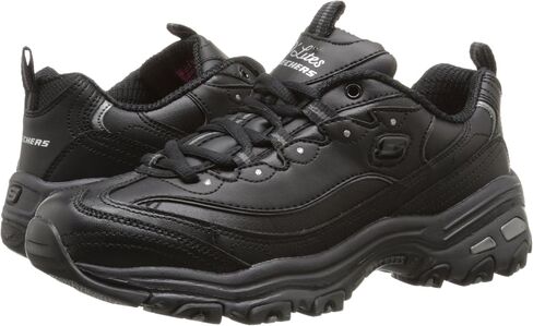 Skechers Sport Women's D'Lites Memory Foam Lace-up Sneaker,Black Silver,8.5 W US in Saudi Arabia