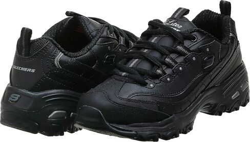 Skechers Sport Women's D'Lites Memory Foam Lace-up Sneaker,Black Silver,8.5 W US in Saudi Arabia