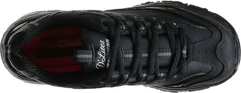 Skechers Sport Women's D'Lites Memory Foam Lace-up Sneaker,Black Silver,8.5 W US in Saudi Arabia