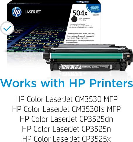 Original HP 504X Black High-yield Toner Cartridge | Works with HP Color LaserJet CM3530, CP3525 Series | CE250X in Saudi Arabia