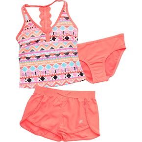 ZeroXposur Girls Swimsuit 3-Piece Set with Tankini Bathing Suit and Swim Cover Up Shorts - UPF 30+ Girls' Swimwear in Saudi Arabia