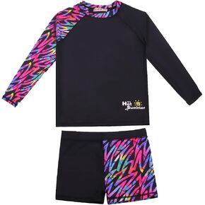 weVSwe Girls Rash Guard Swimsuit Rare Hem Cuffs Bathing Suit UPF 50+ Protection in Saudi Arabia