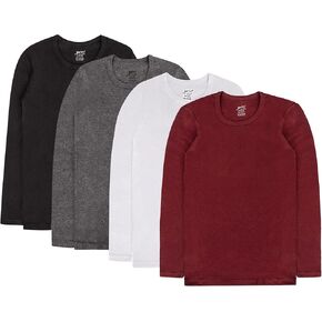 Brix Boys' Long Sleeve Tees - Tagless Crewneck Cotton Soft 4-pk Shirts. 2-20 in Saudi Arabia