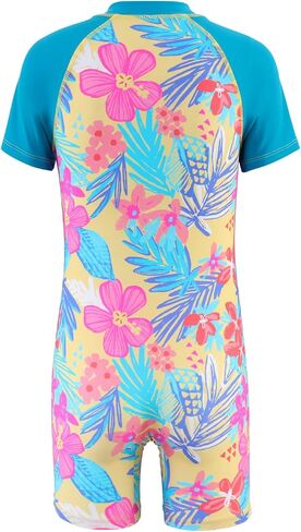 بدلة سباحة للفتيات بأكمام قصيرة وواقي من الطفح الجلدي قطعة واحدة بسحاب أمامي للحماية من الشمس من 3 إلى 16 سنة in Kuwait