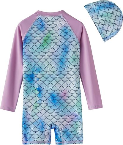 بدلة سباحة LIBREDGE للفتيات بأكمام طويلة للحماية من الطفح الجلدي قطعة واحدة مع غطاء حماية من الأشعة فوق البنفسجية in Kuwait
