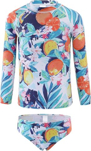 الفتيات طويلة الأكمام طفح الحرس مجموعة التعادل صبغ لباس سباحة قطعتين المايوه للأطفال UPF 50 + قمصان السباحة in Saudi Arabia