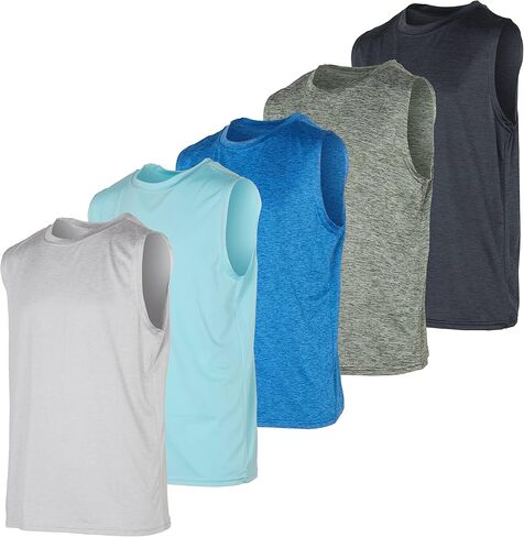 Real Essentials 5 Pack: Boys Dry-Fit Active Athletic Performance Tank Top in Kuwait