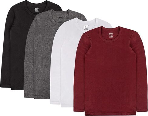 Brix Boys' Long Sleeve Tees - Tagless Crewneck Cotton Soft 4-pk Shirts. 2-20 in Kuwait